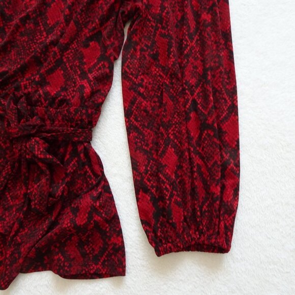 Michael Kors One Shoulder Top Women's Plus Size 2X Red Snake Print Belted - Picture 5 of 11
